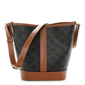 Triomphe Canvas Calfskin Small Bucket Bag Tan