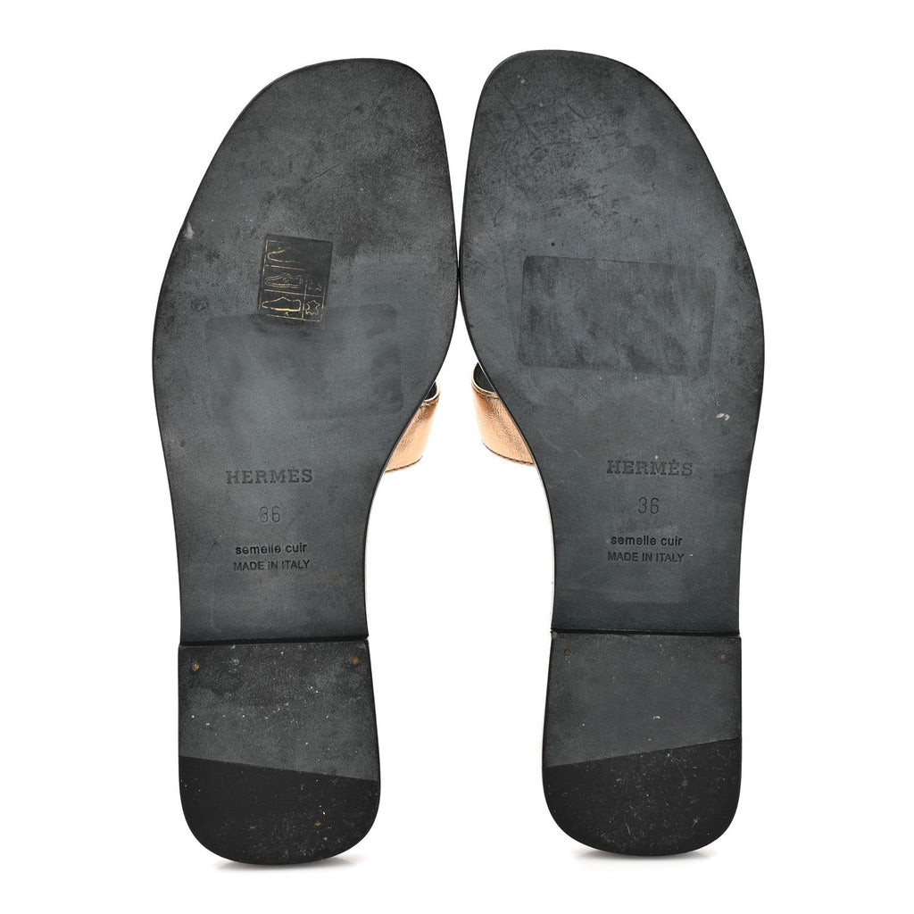 Metallic Nappa Oran Sandals 36 Champagne