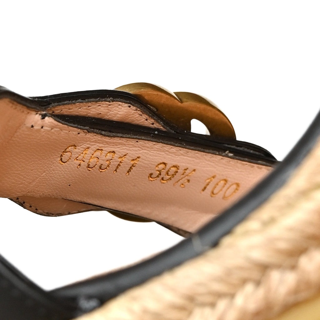 Galassia Aitana Espadrille 10/95mm Wedge Sandals 39.5 Black