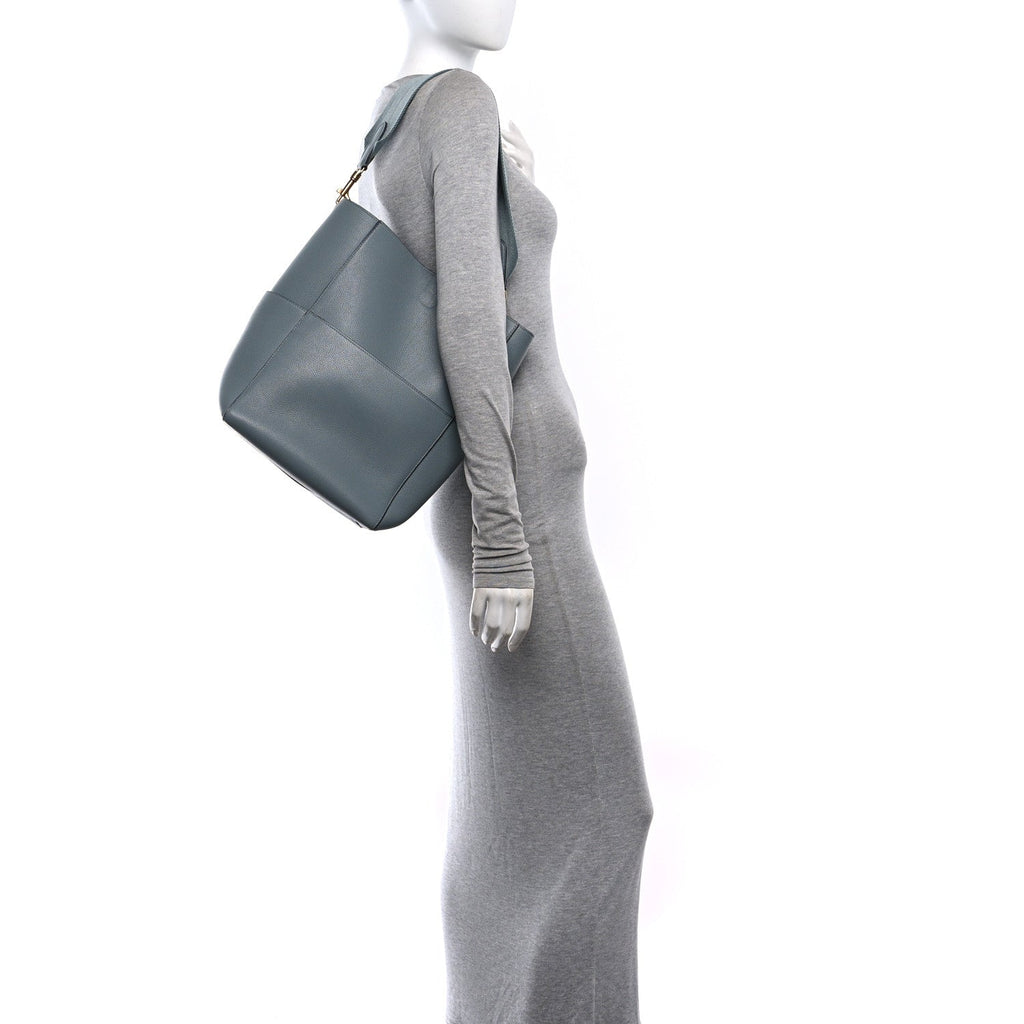 Soft Grained Calfskin Sangle Bucket Bag Storm