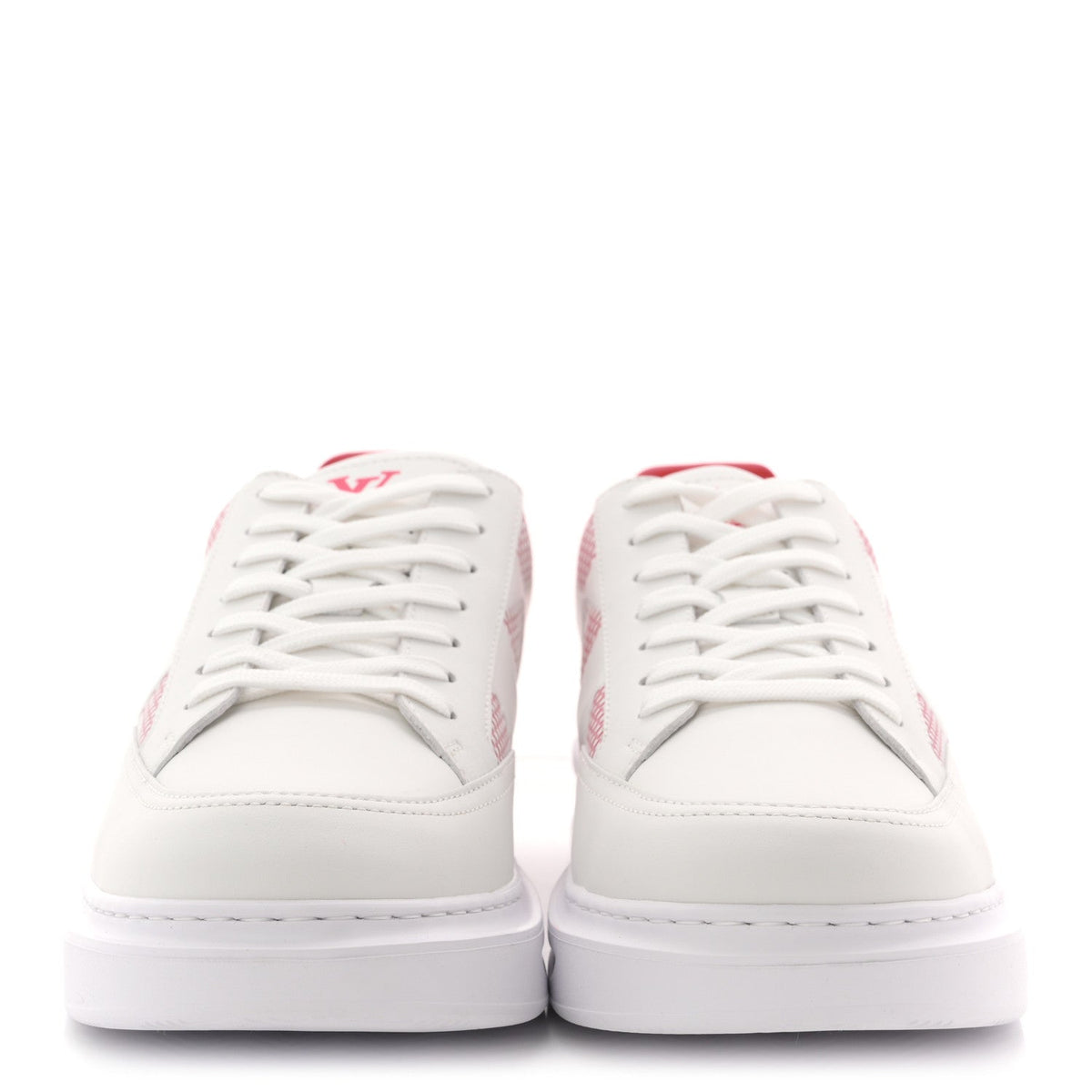 Damier Calfskin Mens Beverly Hills Sneakers 8 White Rouge