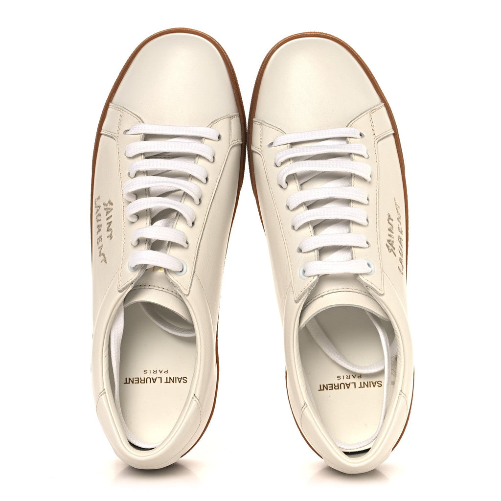 Calfskin Embroidered Court Classic Sneakers 39 White