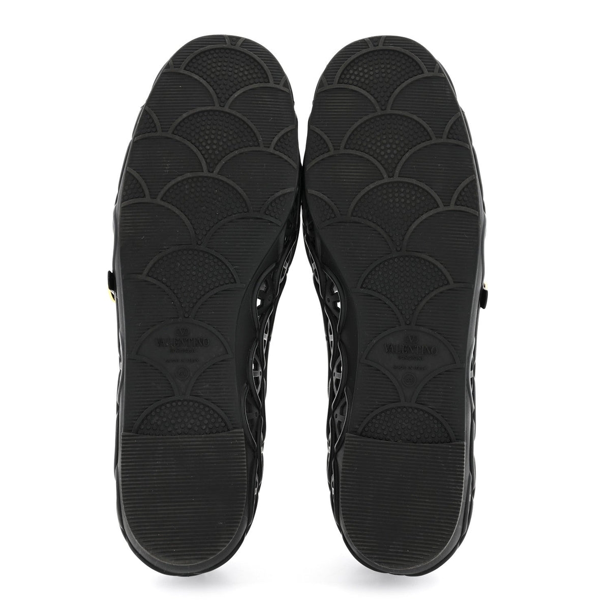 Scalloped Rubber VLogo Ondette Ballerina Flats 41 Black