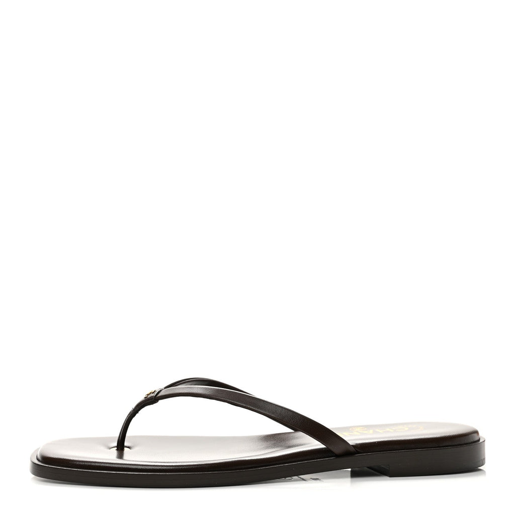 Goatskin CC Times Square Thong Sandals 38.5 Brown