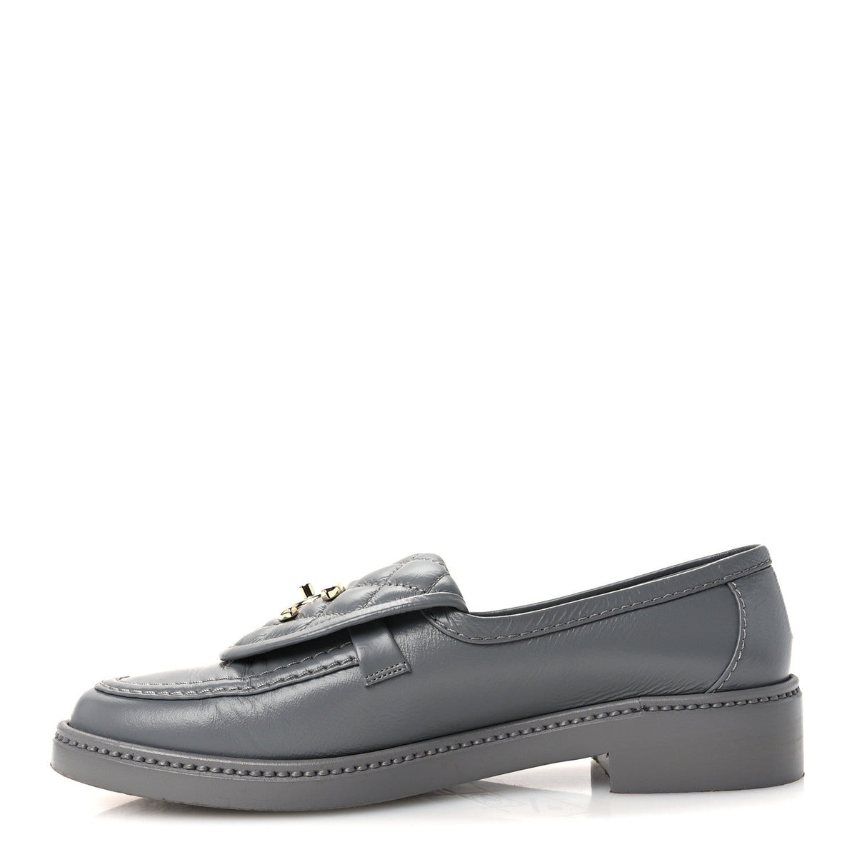 Lambskin Quilted CC Turnlock Loafers 38 Grey