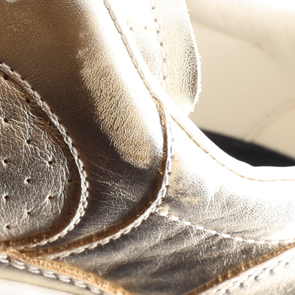Laminated Calfskin CC Womens Sneakers 38.5 Golden