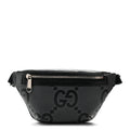 Piuma Calfskin Jumbo GG Embossed Small Belt Bag Dark Grey Black