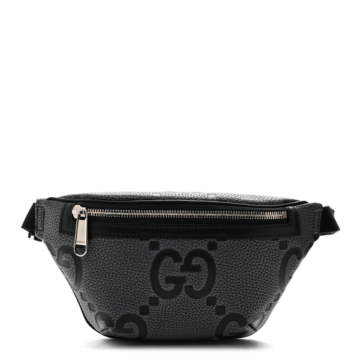 Piuma Calfskin Jumbo GG Embossed Small Belt Bag Dark Grey Black