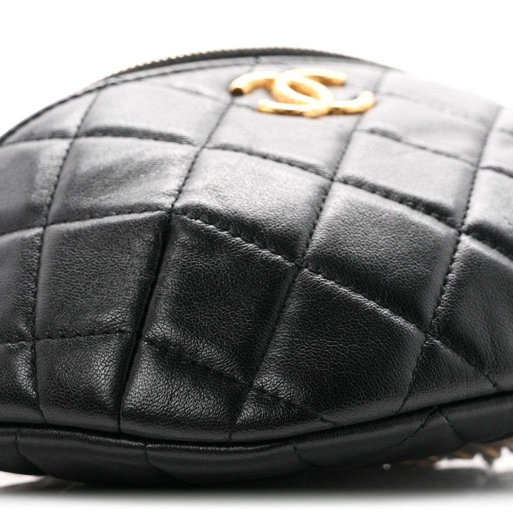 Lambskin Quilted Pillow Crush Belt Bag Black