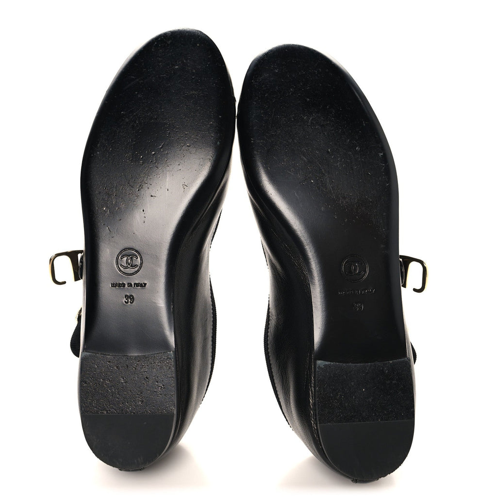 Lambskin Mary Jane Flats 39 Black