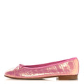 Iridescent Calfskin Crocodile Embossed Ballerina Flats 40 Pink