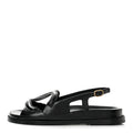 Shiny Crumpled Lambskin CC Cut Out Sandals 37.5 Black