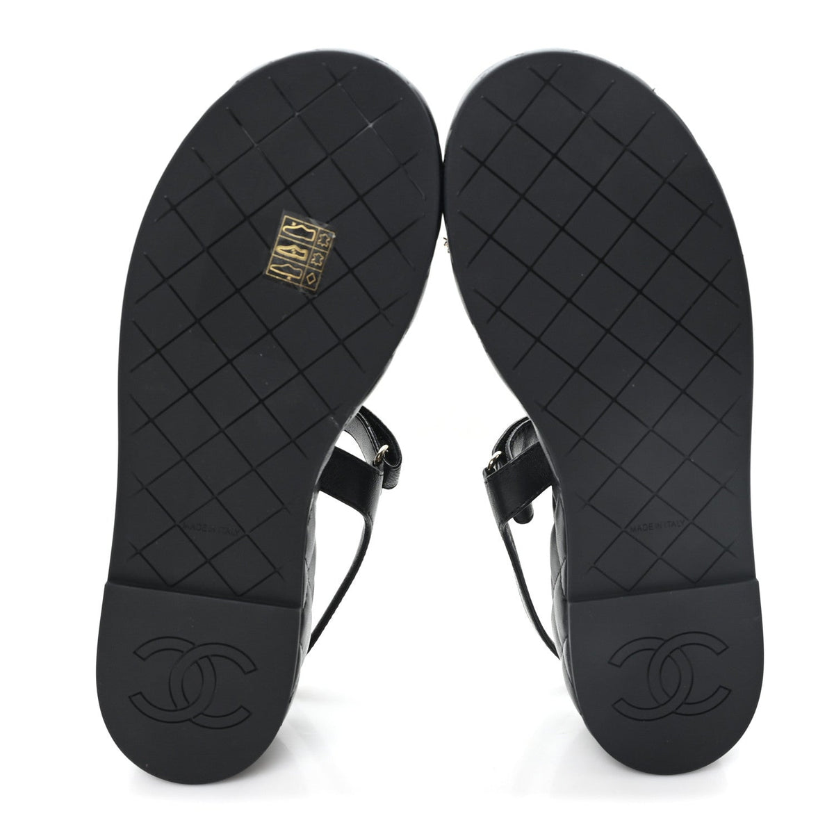 Lambskin Quilted Chain CC Platform Sandals 39.5 Black