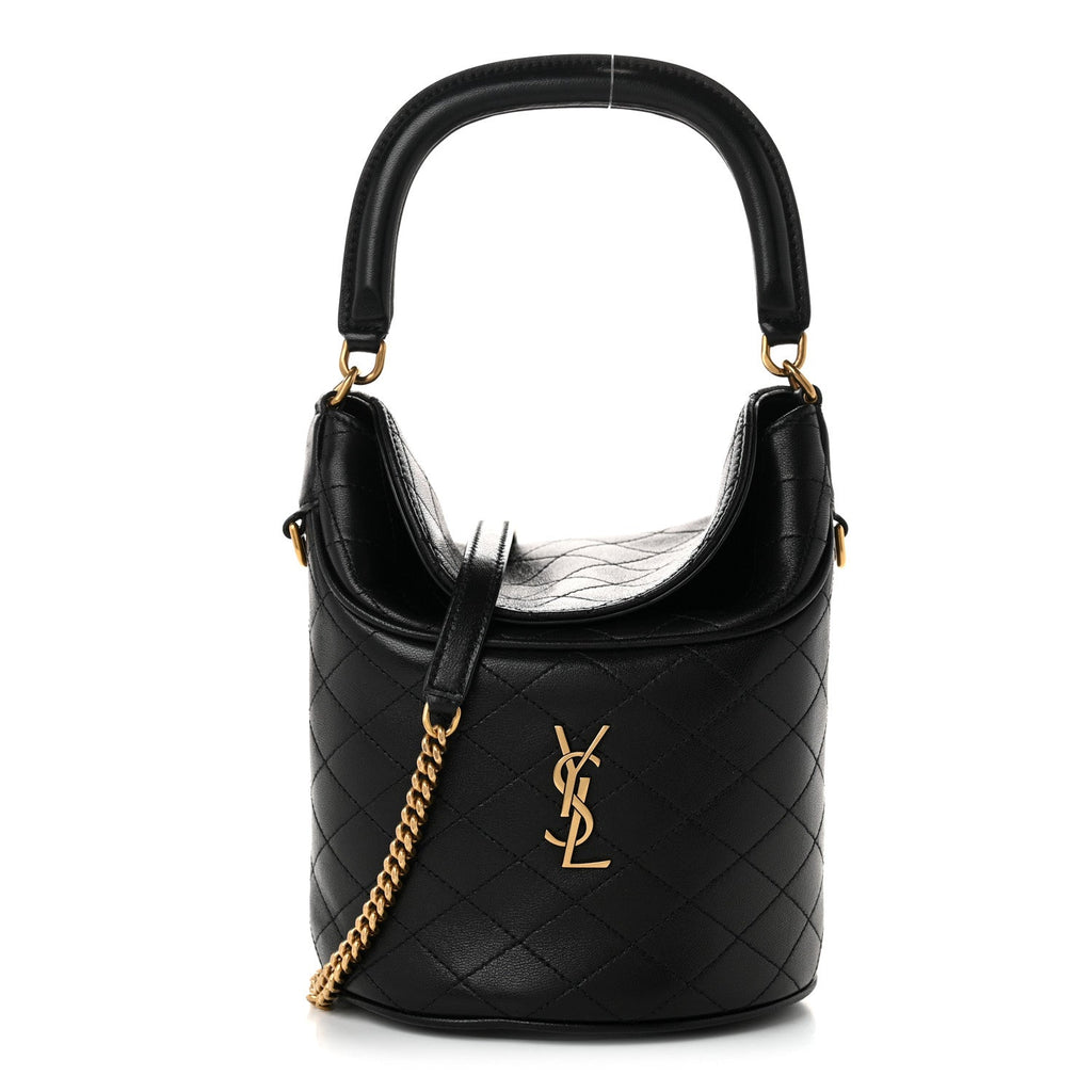 Lambskin Gabby Mini Bucket Bag Black