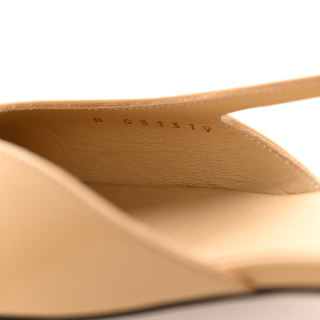 Goatskin Grosgrain Cap Toe CC Slingback Sandals 38.5 Beige Black