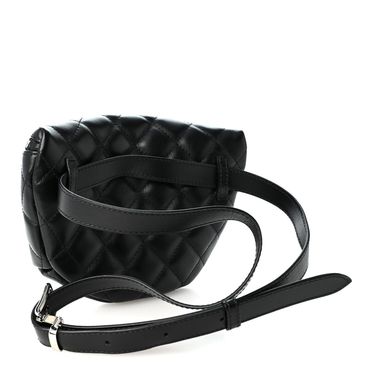 Calfskin Quilted Waist Belt Bag Black