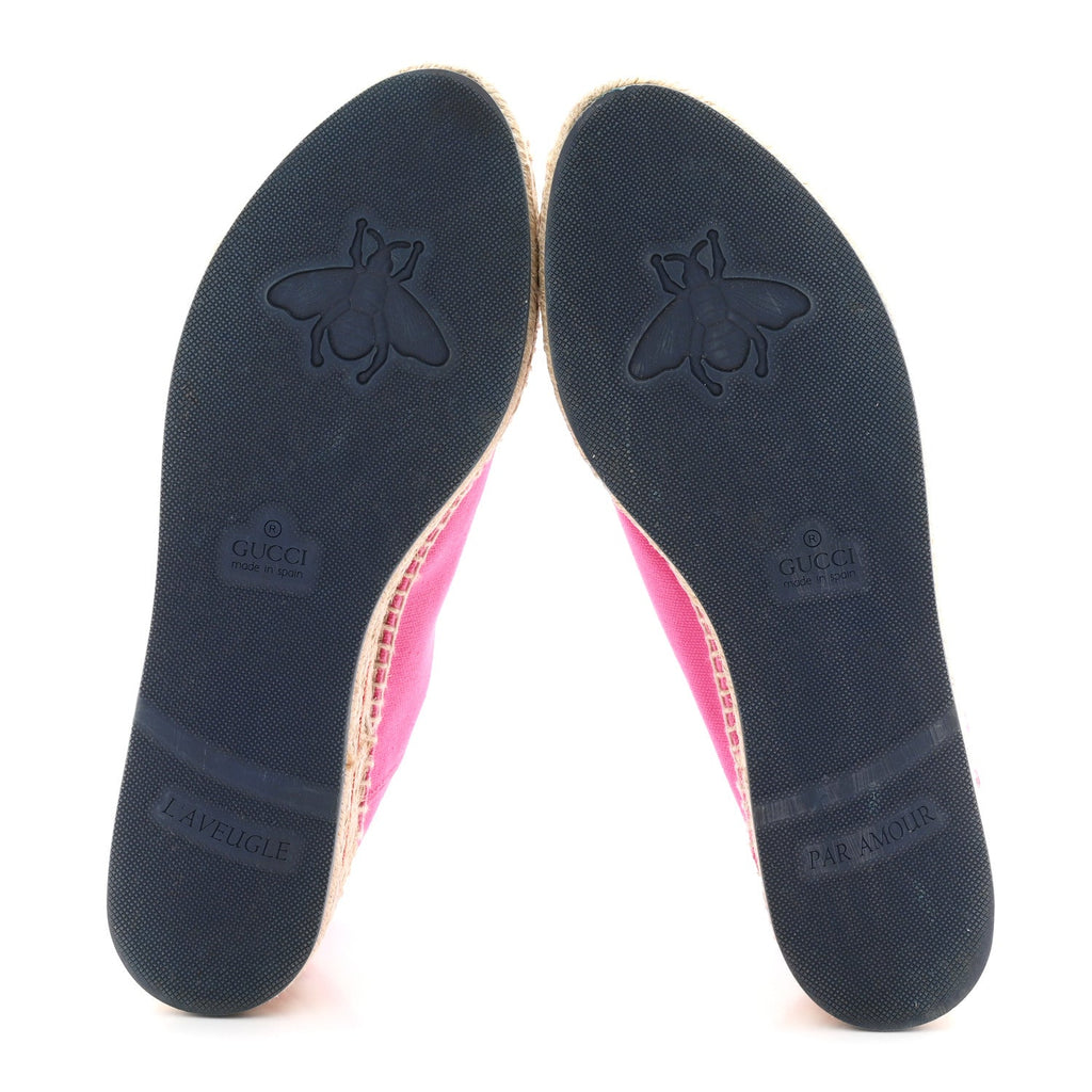 Canvas Logo Lace-Up Platform Espadrilles 37.5 Pink