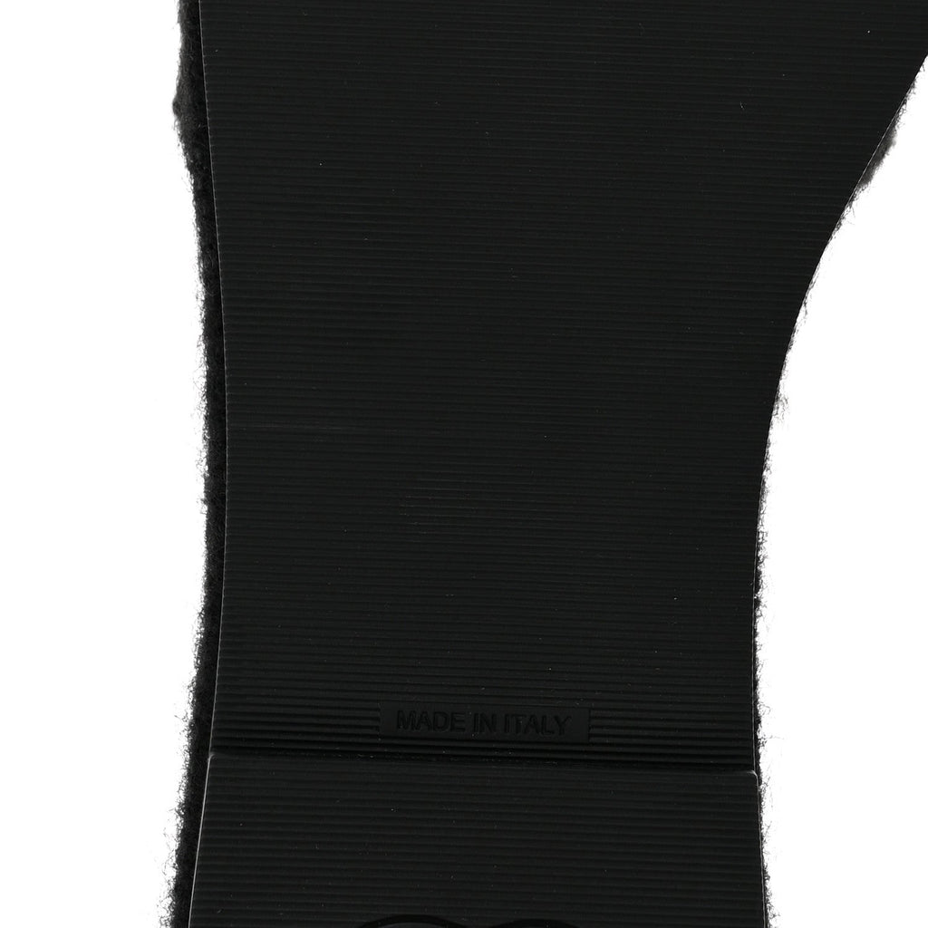 Wool Alpaca Chain CC Slide Sandals 36 Black