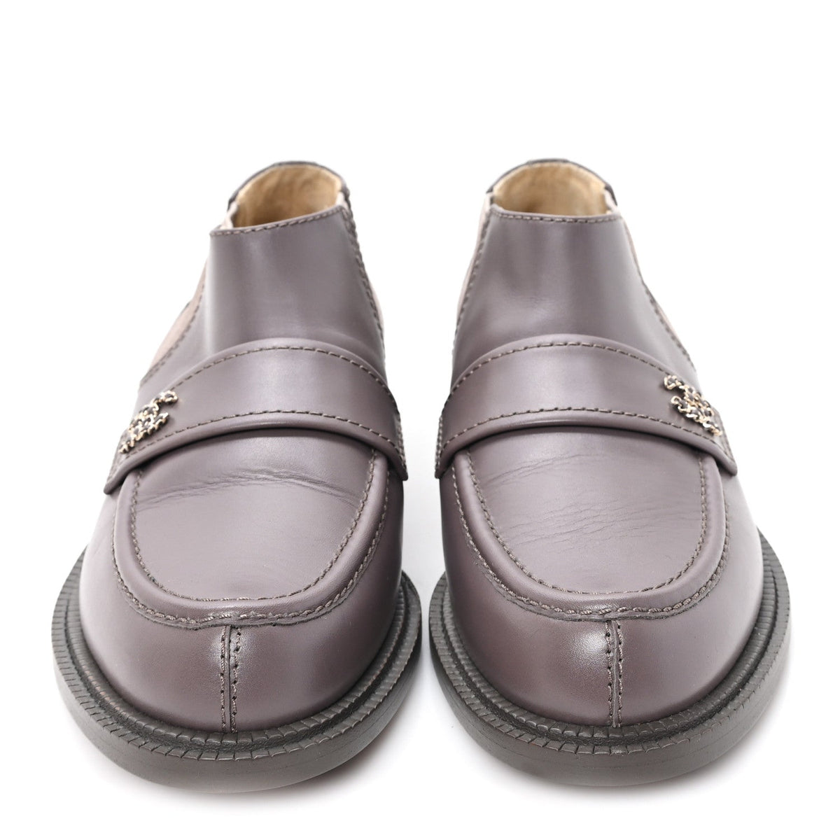 Calfskin Elastic Short Boots 39.5 Beige