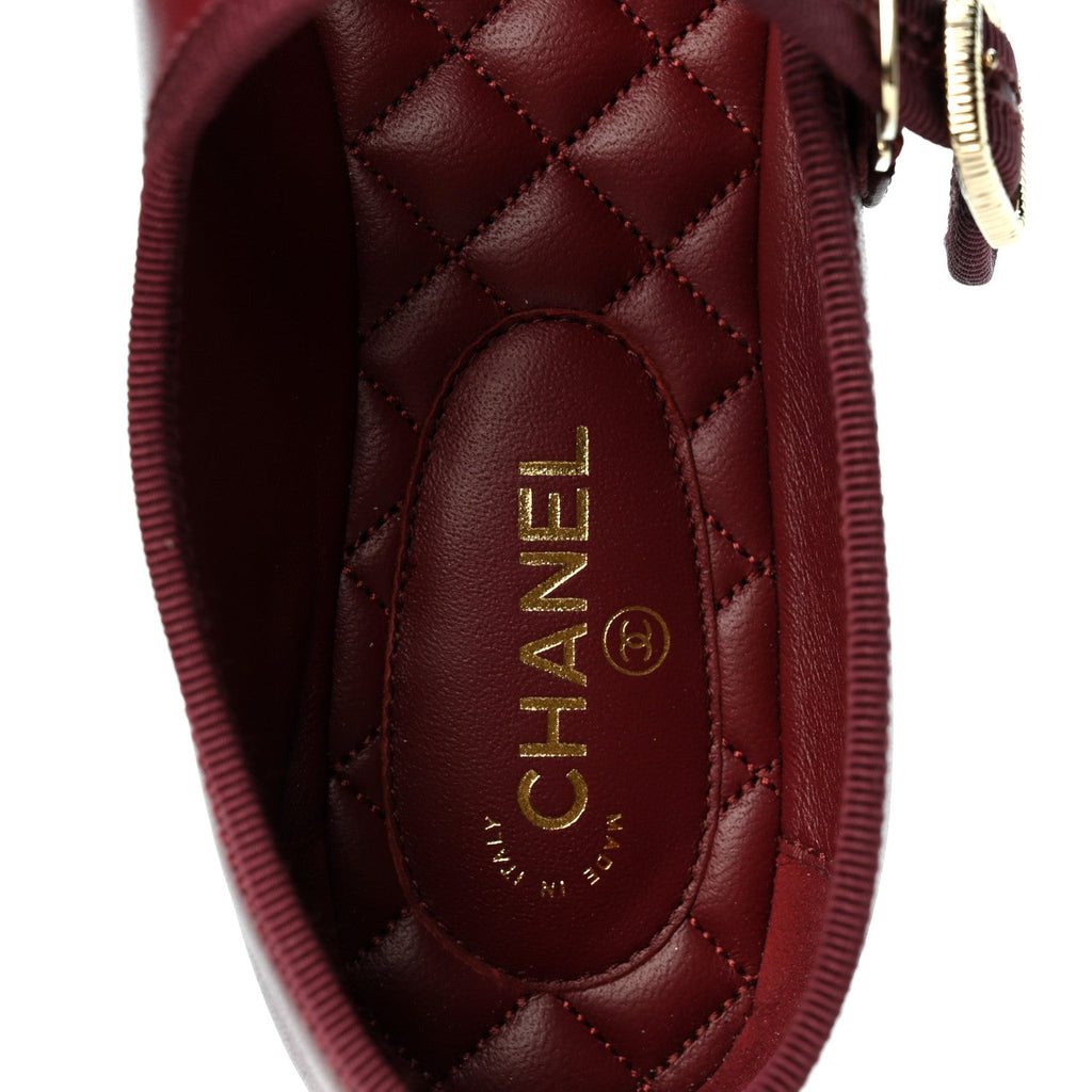 Lambskin Mary Jane Flats 36.5 Burgundy