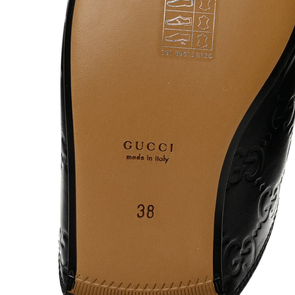 Glamour Calfskin Guccissima Womens Princetown Slippers 38 Black