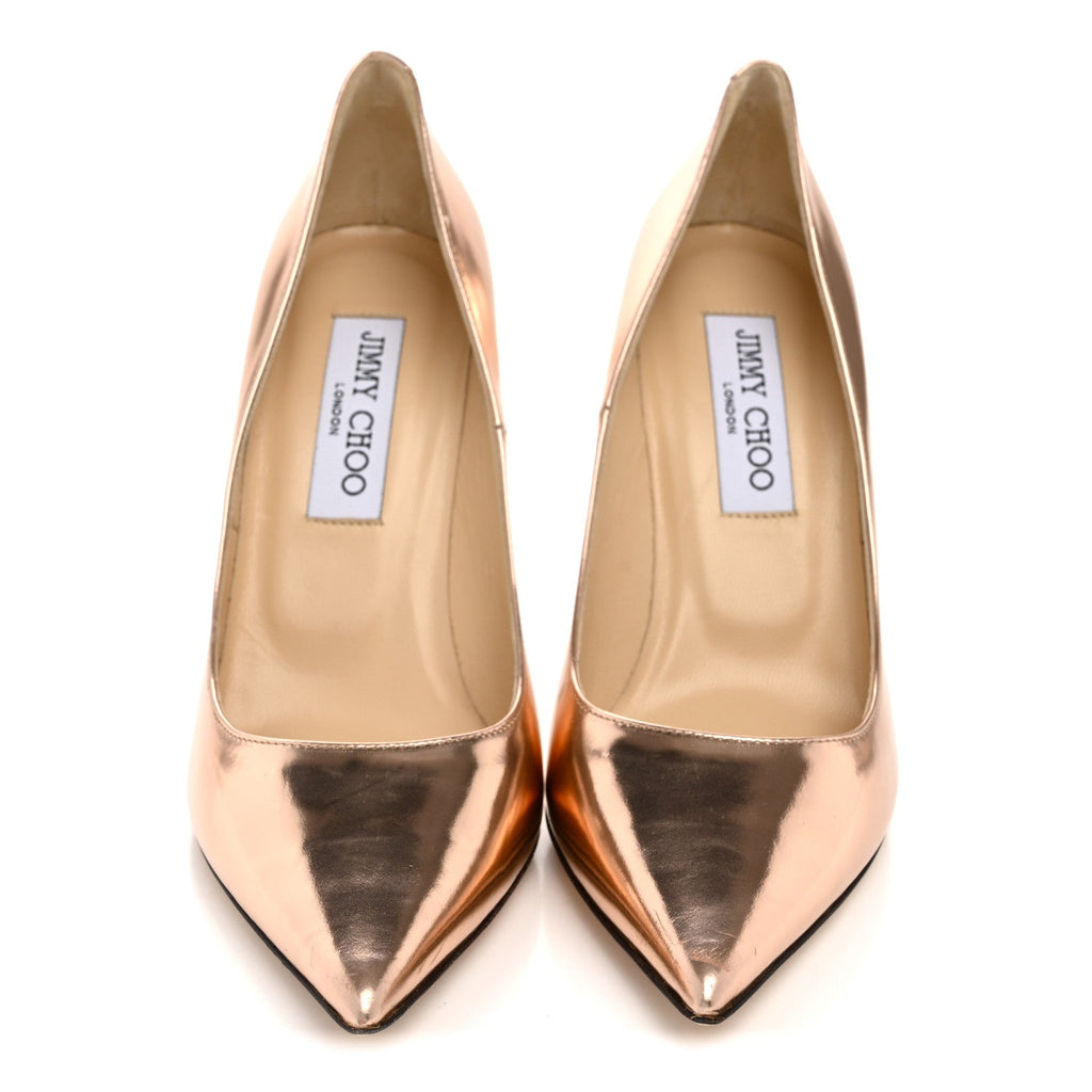 Metallic Mirror Calfskin Pointy Toe Abel Pumps 37 Blush