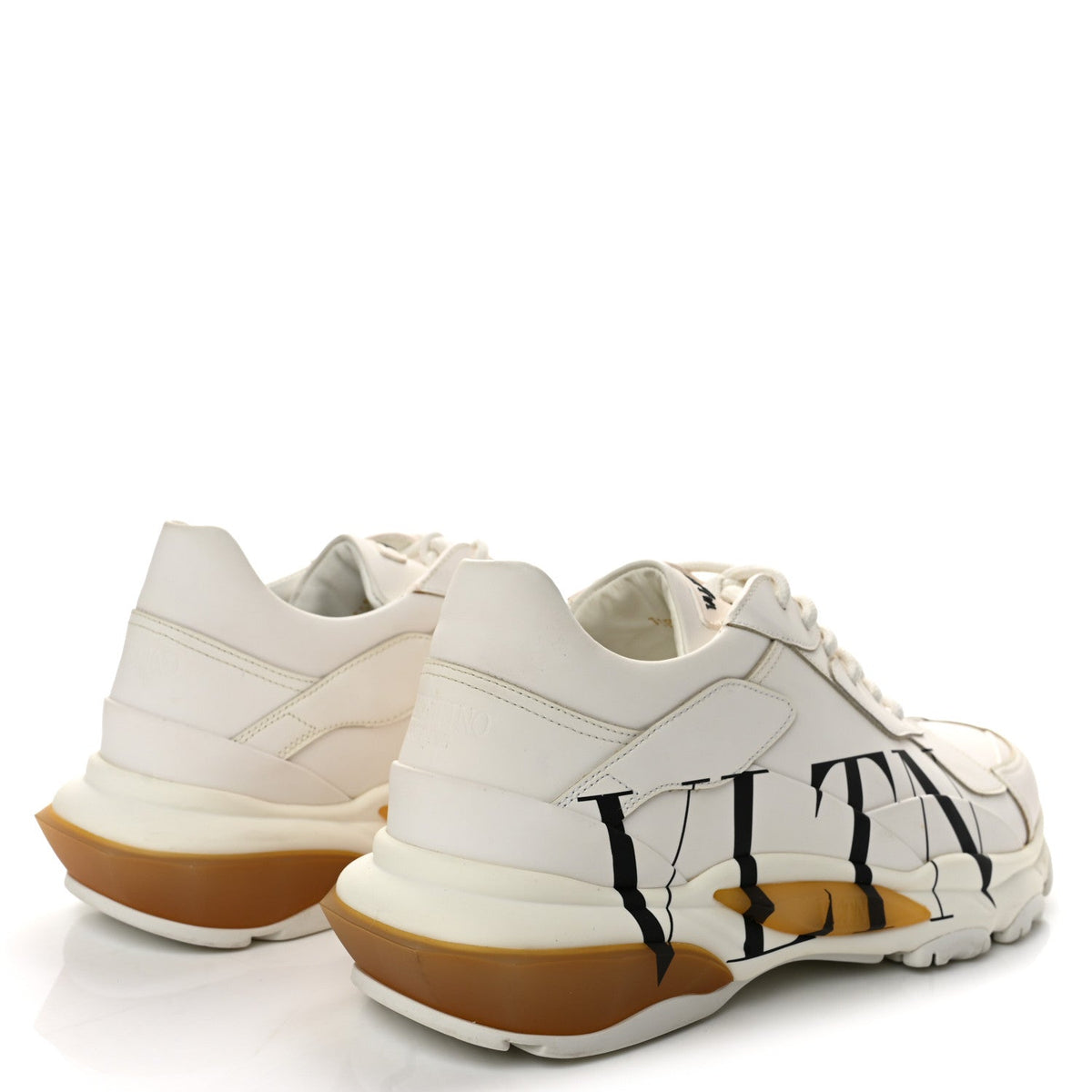 Calfskin VLTN Mens Bounce Sneakers 43 White Brown