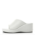 Smooth Nappa Logo Rise Wedge Sandals 37 White Black