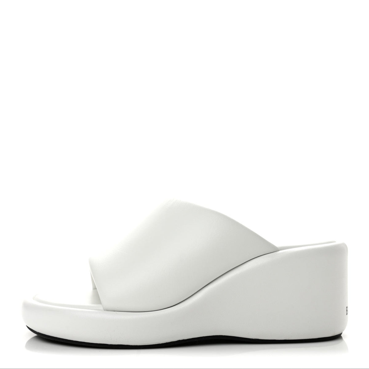 Smooth Nappa Logo Rise Wedge Sandals 37 White Black