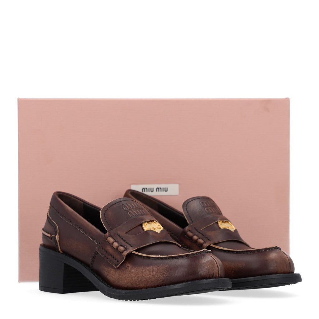 Vitello Deco Penny Platform Loafers 35.5 Ebano
