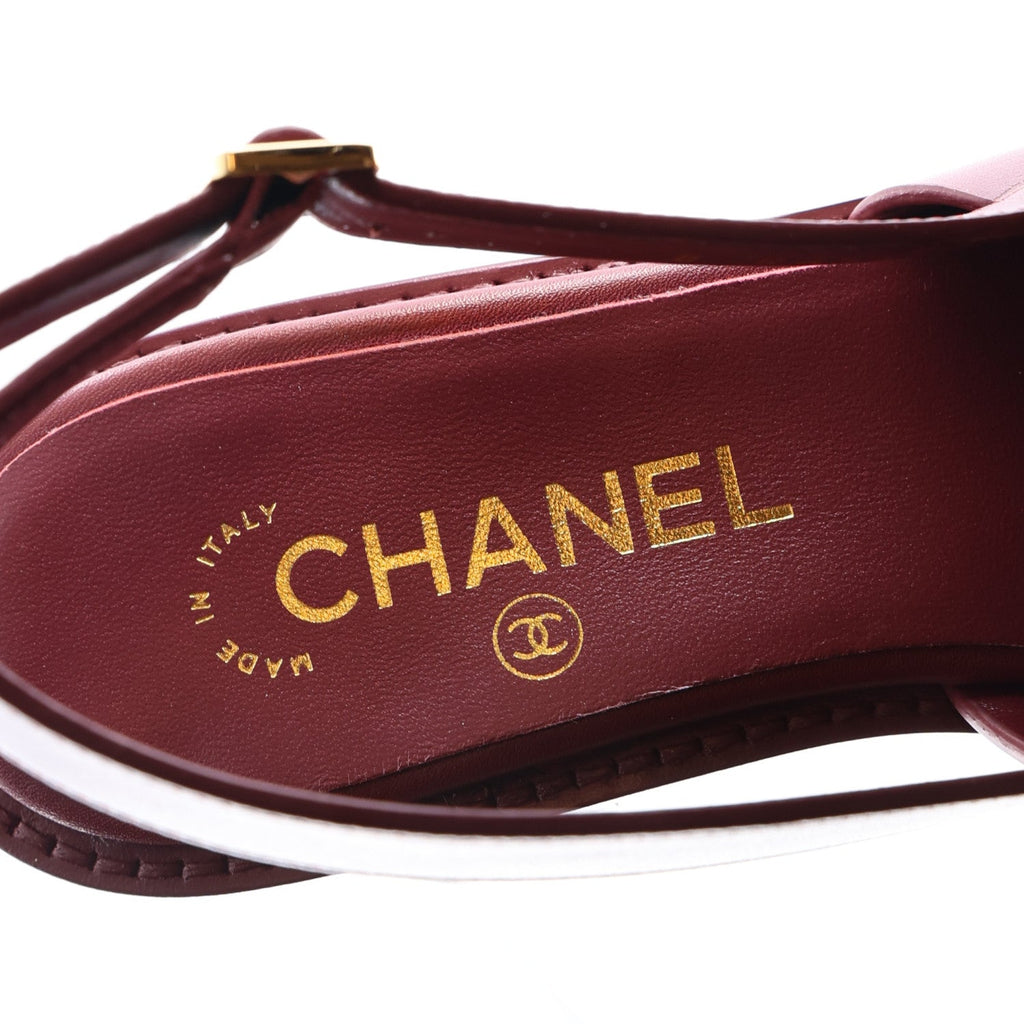 Calfskin Crystal Slingback Loafers 36.5 Dark Burgundy
