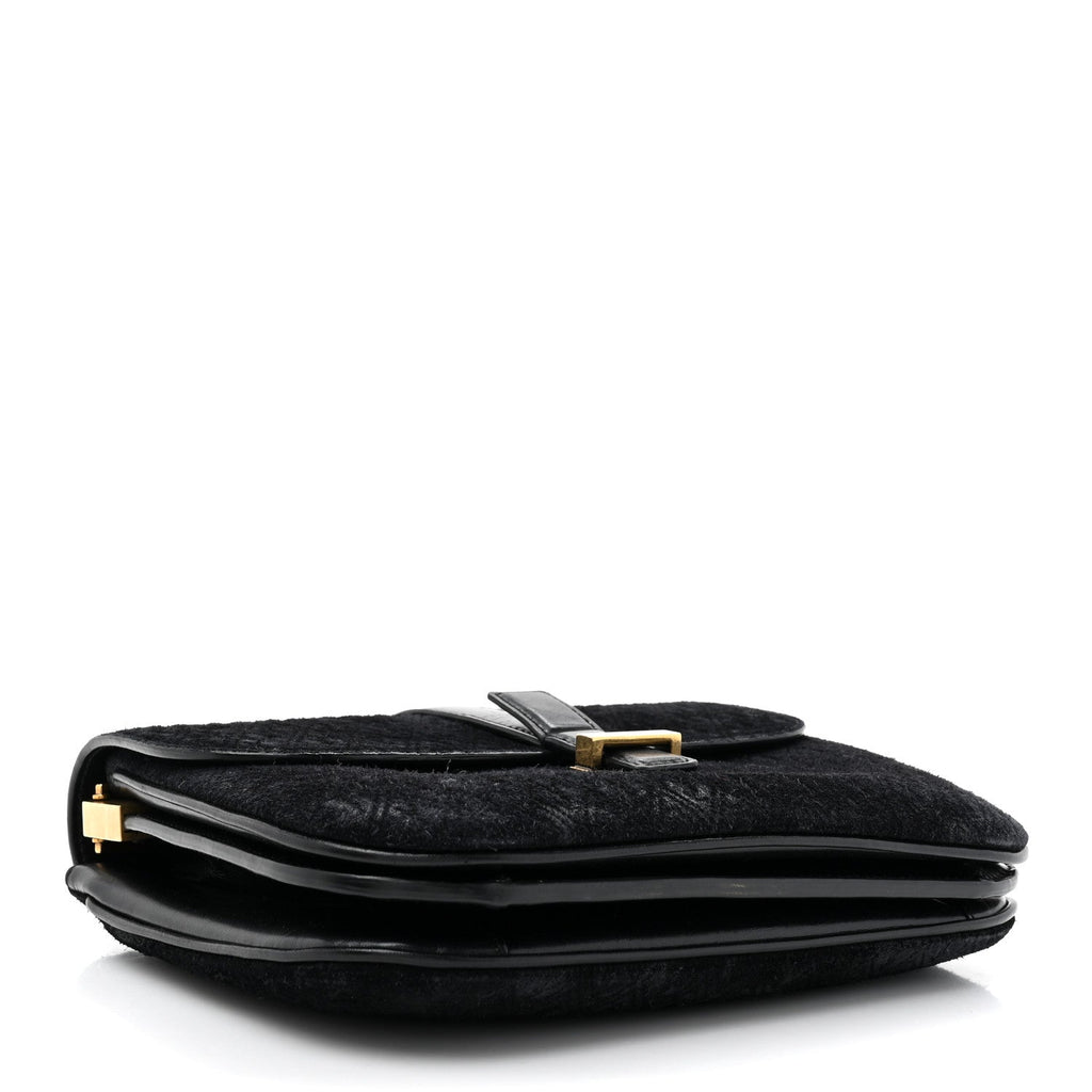 Suede All-Over Monogram Small Le Monogramme Satchel Black