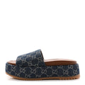 New Denim GG Monogram Angelina Platform 55mm Slide Sandals 40.5 Blue Tea