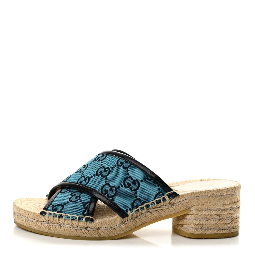 Monogram Multicolor Criss Cross Espadrille Sandals 37 Light Blue