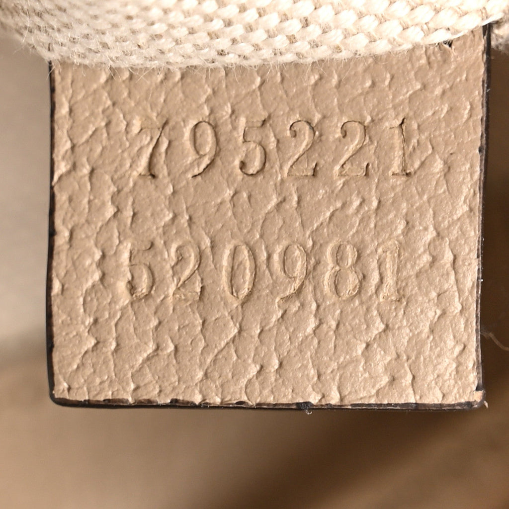 GG Supreme Monogram Textured Dollar Calfskin Web Mini Chain Drawstring Backpack Beige Mystic White Oatmeal