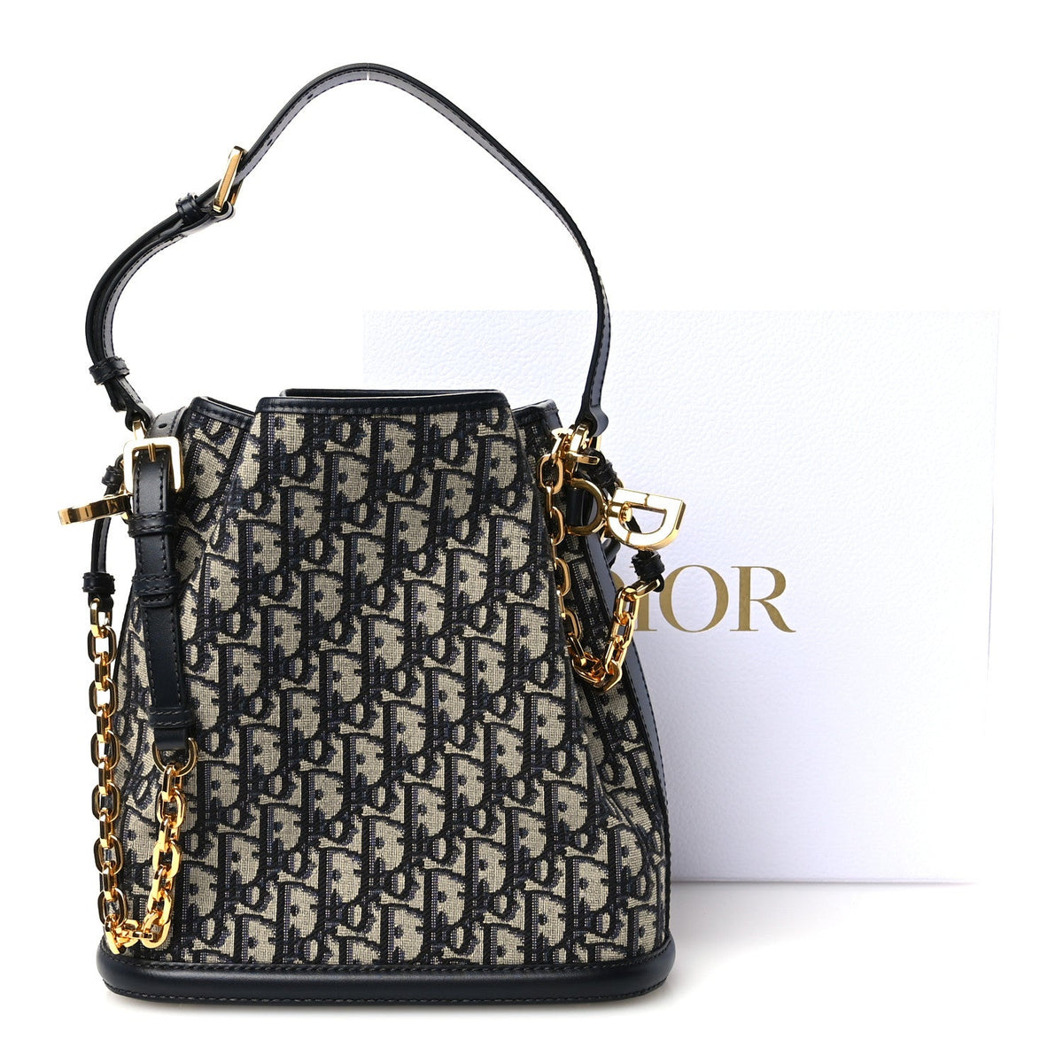 Oblique Calfskin Medium C'est Dior Bucket Bag Blue
