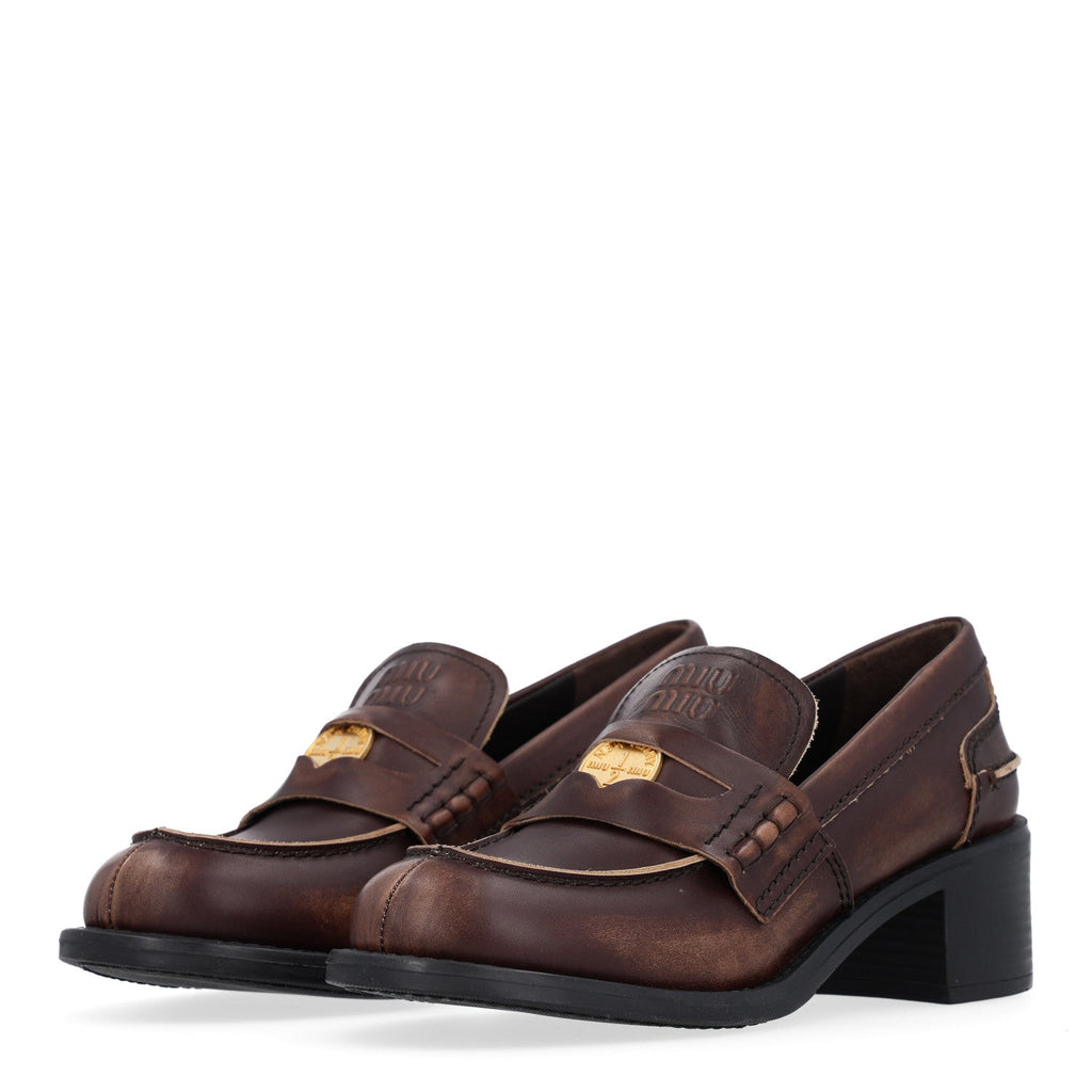 Vitello Deco Penny Platform Loafers 35.5 Ebano
