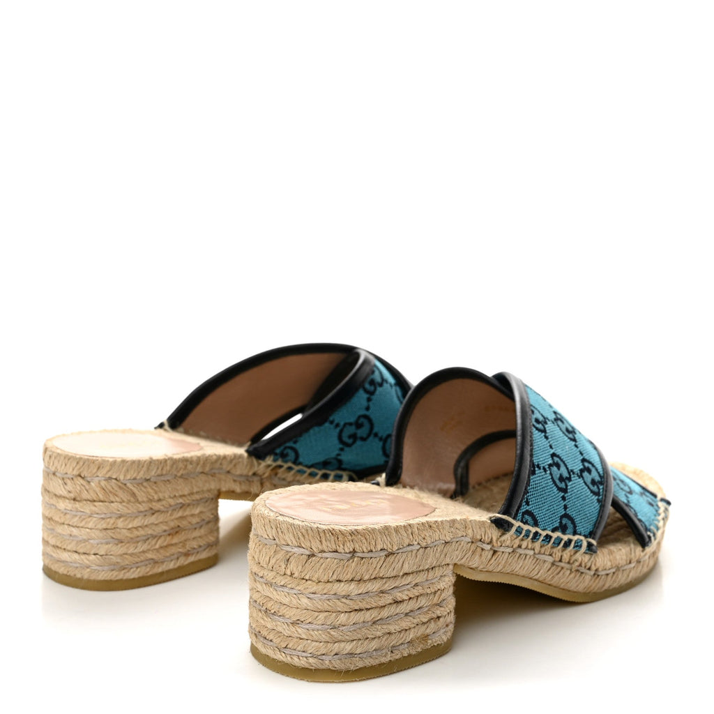 Monogram Multicolor Criss Cross Espadrille Sandals 37 Light Blue