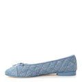 Denim Quilted CC Cap Toe Ballerina Flats 40.5 Light Blue