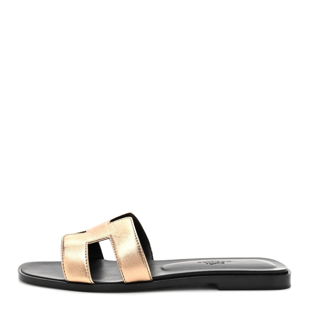 Metallic Nappa Oran Sandals 36 Champagne