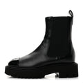 Crumpled Calfskin Patent Cap Toe Short Boots 36.5 Black
