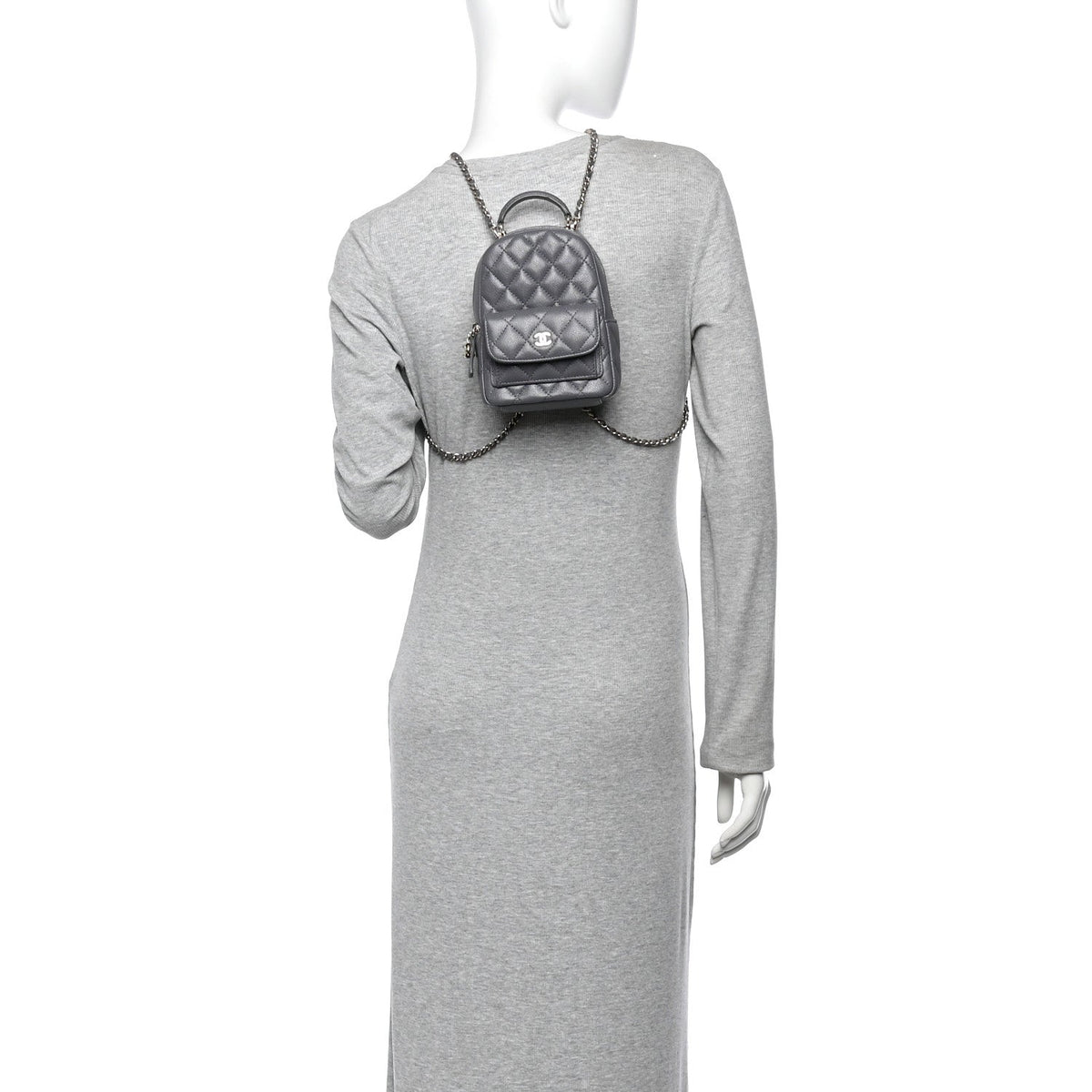 Caviar Quilted CC Mini Classic Backpack Grey