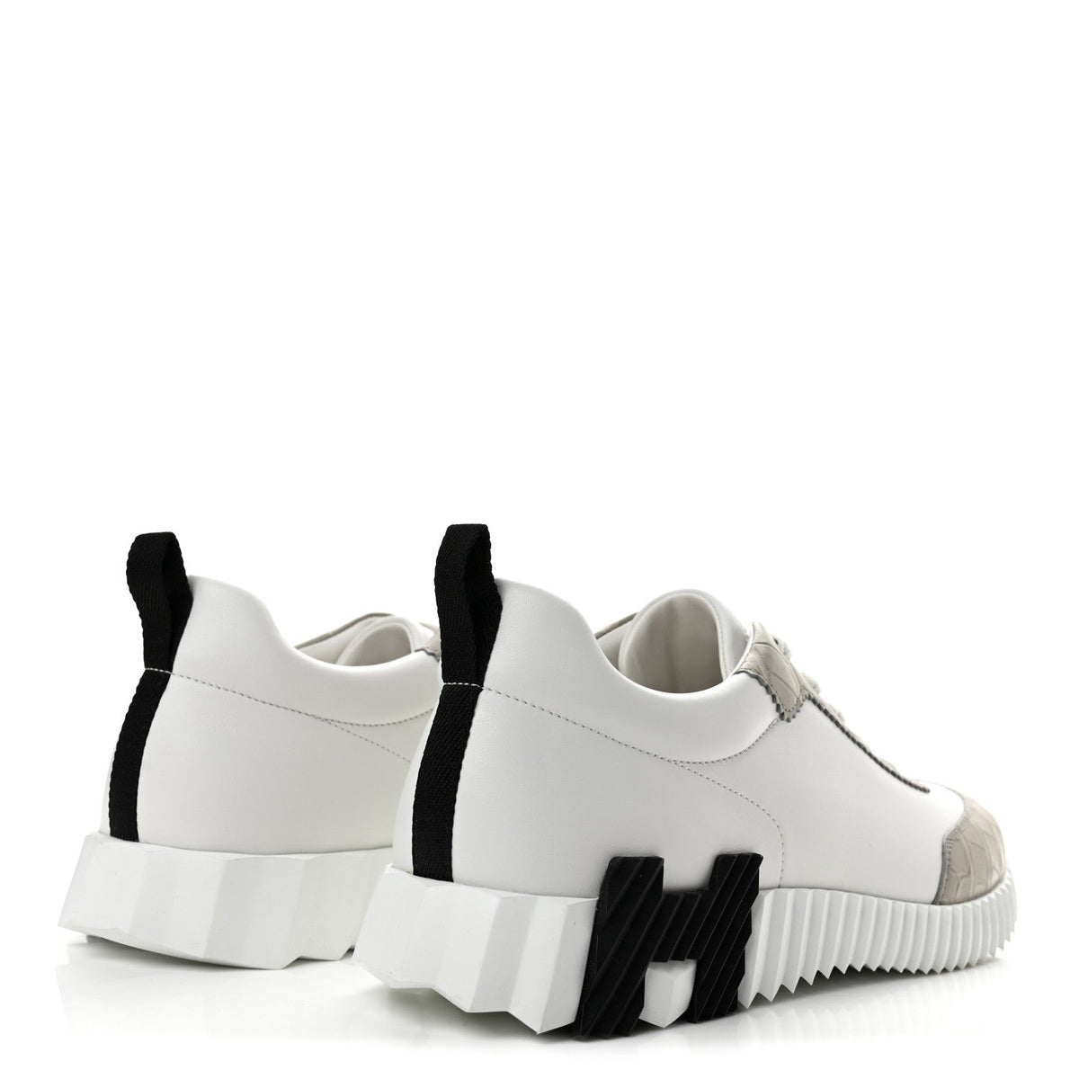 Goatskin Matte Alligator Mens Bouncing Sneaker 44 White Gris Perle