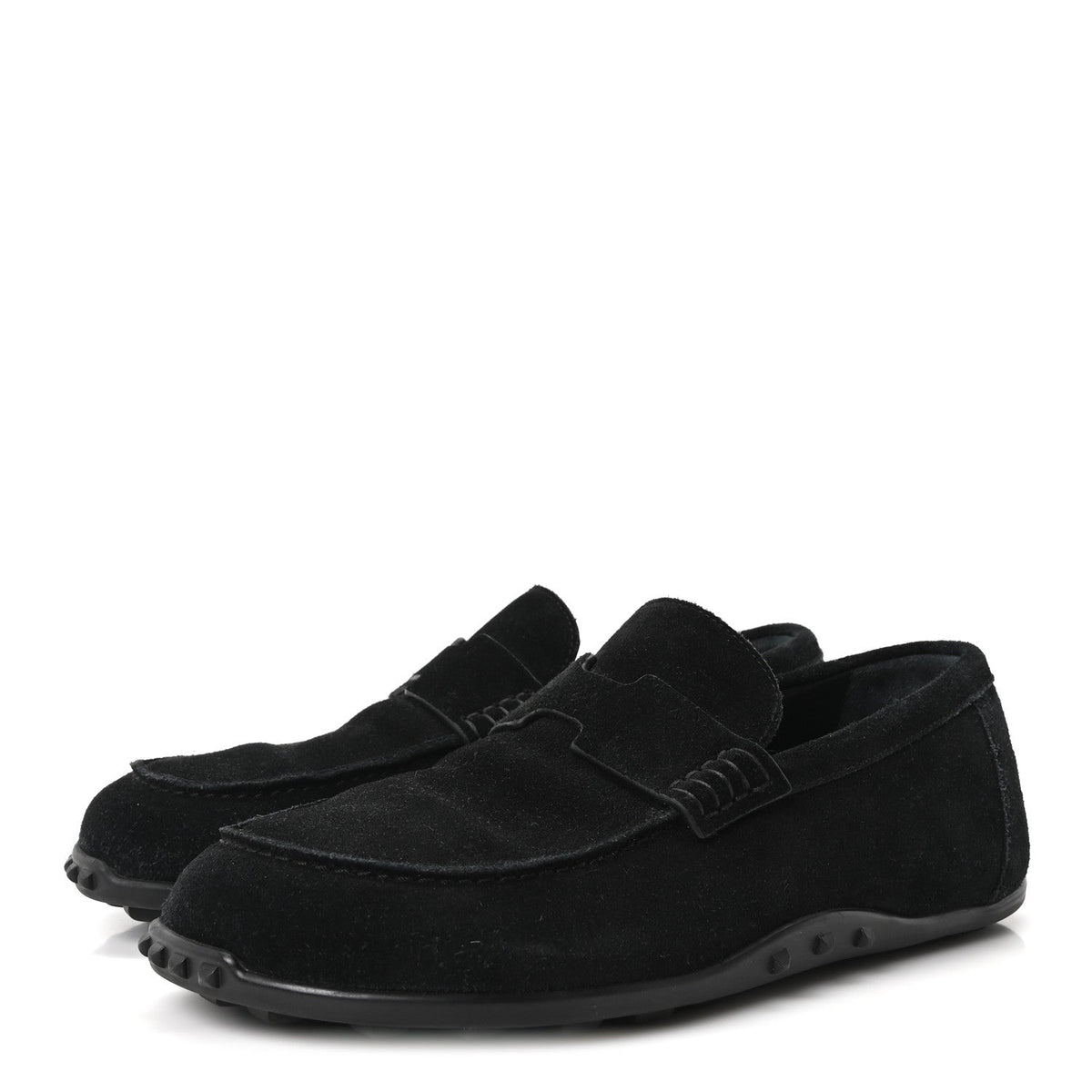 Suede Calfskin Womens Lazy Loafers 38.5 Black
