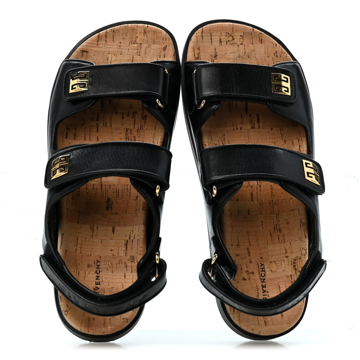 Calfskin 4G Strap Flat Sandals 37 Black