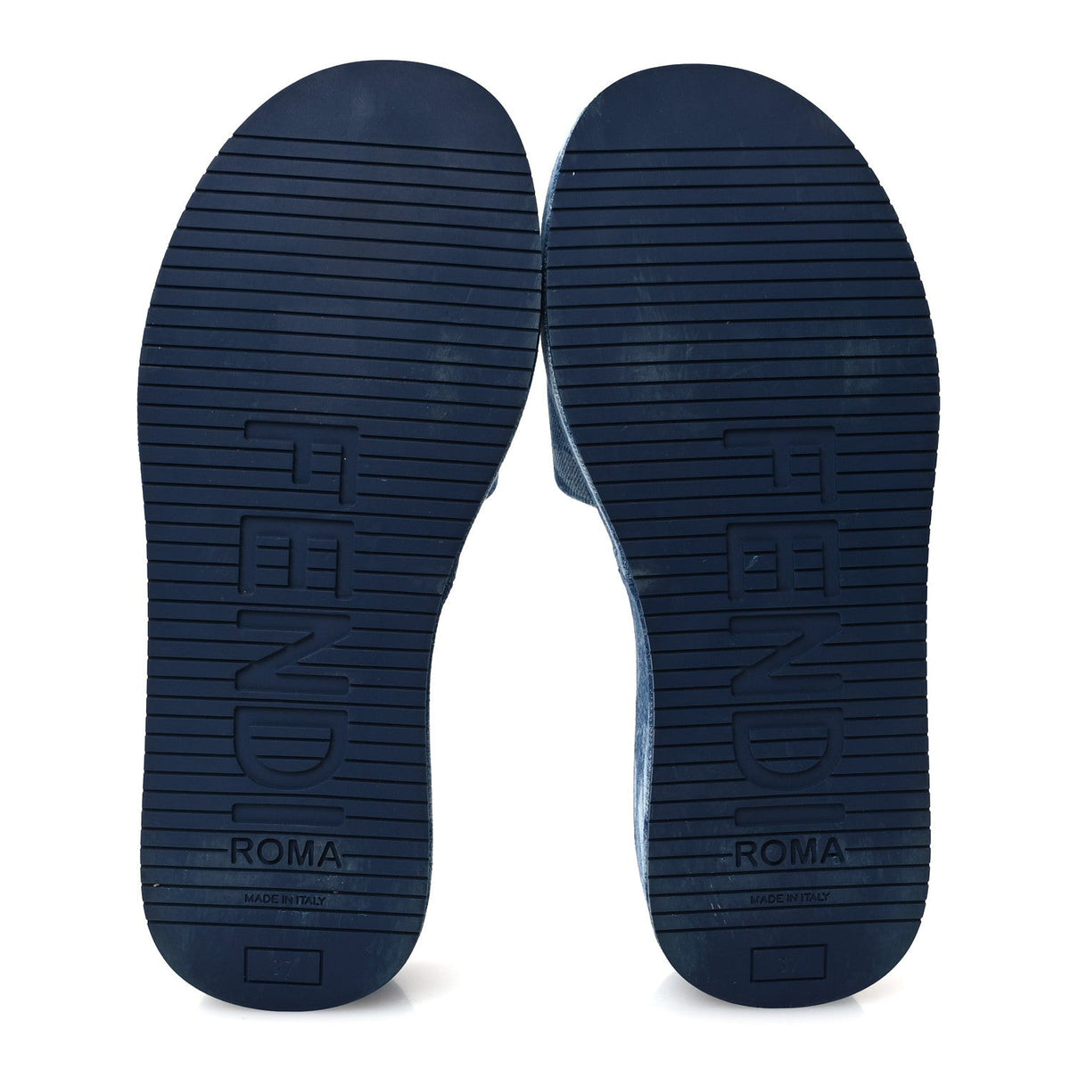 Denim Sea Garden Logo Sunshine Flatform Slide Sandals 37 Blue Medium Dark Blue