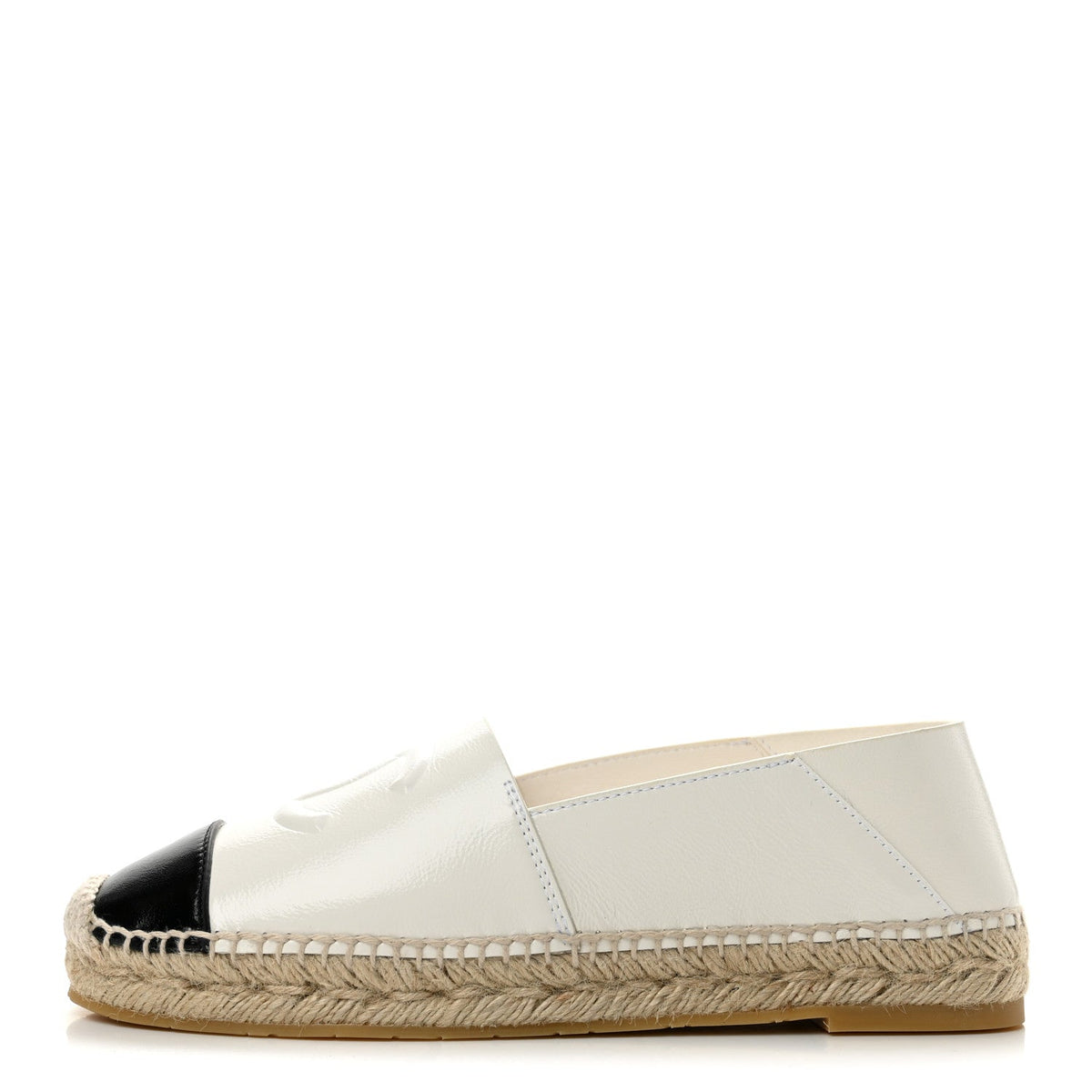 Shiny Calfskin CC Espadrilles 41 White Black