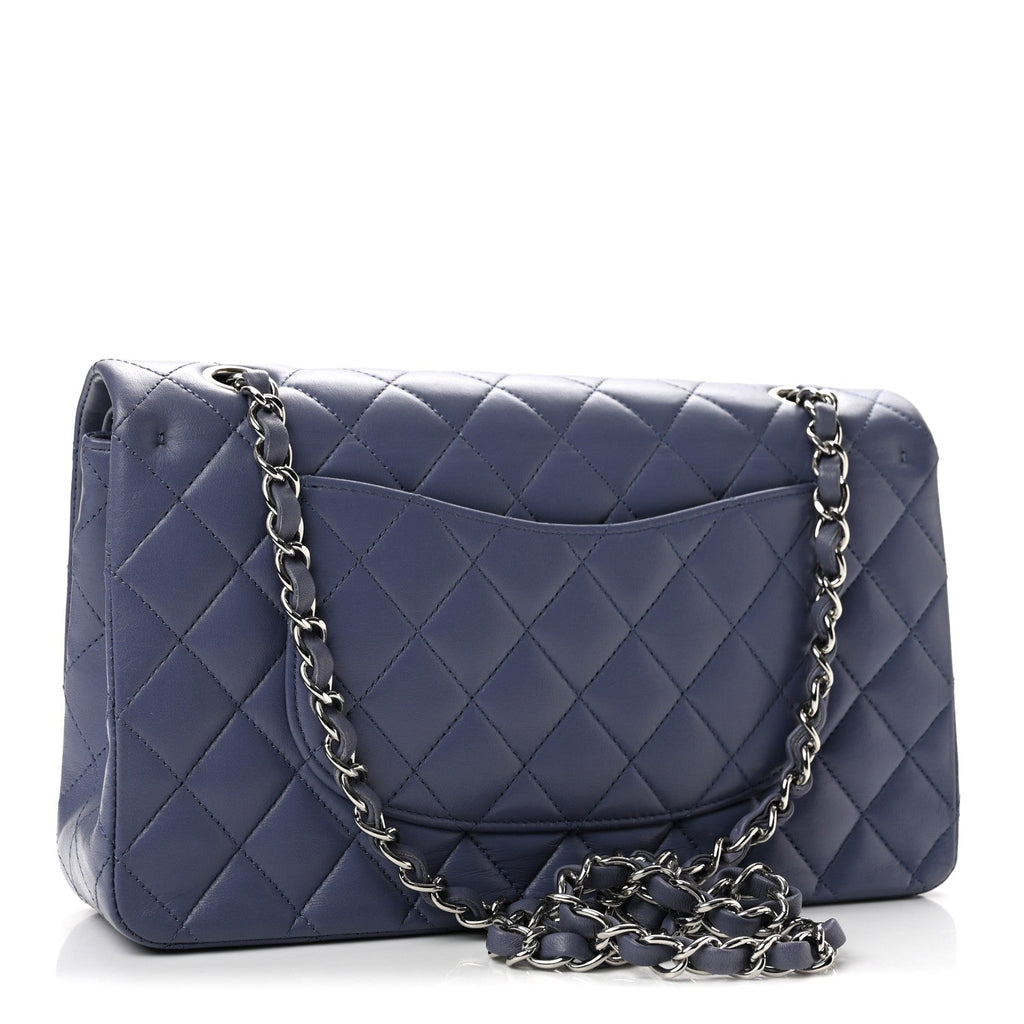 Lambskin Quilted Medium Double Flap Light Purple