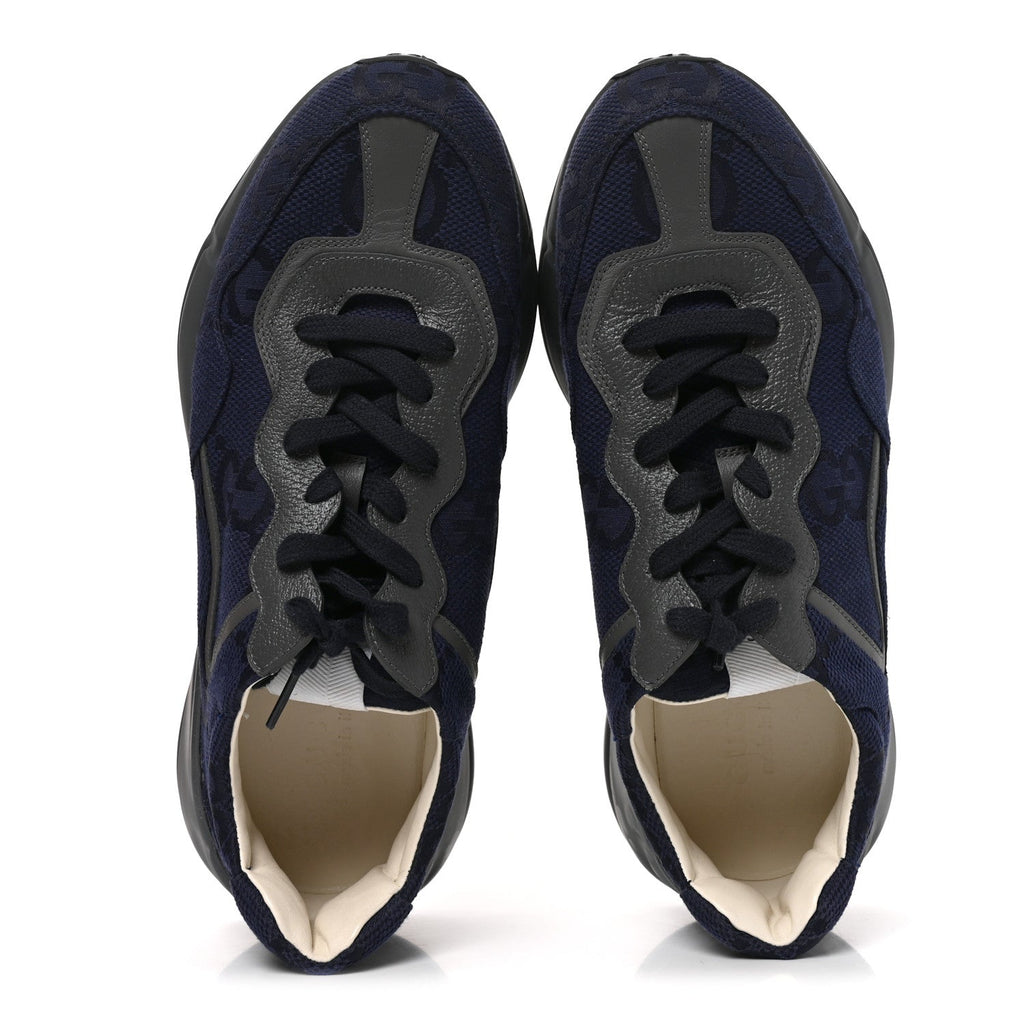 Canvas GG Supreme Monogram Mens Rhyton Sneakers 9 Blue