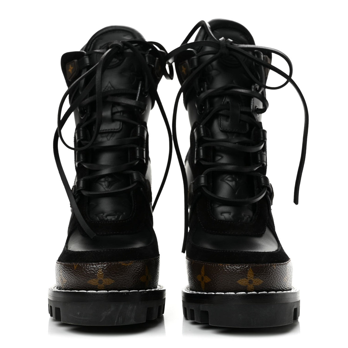Suede Calfskin Monogram Star Trail Ankle Boots 35 Black